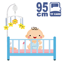 95CM High Baby Crib Bed Bell Toys Holder Arm Bracket, 3 Nut Screws, W/ Digital Music Box (128M TF Card)