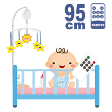 95CM High Baby Crib Bed Bell Toys Holder Arm Bracket, 3 Nut Screws, W/ Digital Music Box (128M TF Card + Remote Controller)