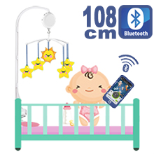 108CM High Baby Crib Bed Bell Toys Holder Arm Bracket, 2 Nut Screws, W/ Digital Music Box (128M TF Card + Bluetooth)