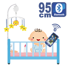 95CM High Baby Crib Bed Bell Toys Holder Arm Bracket, 3 Nut Screws, W/ Digital Music Box (128M TF Card + Bluetooth)