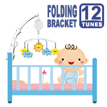 Folding Baby Crib Arm Bracket Clamp, W/ Electrical Music Box (12 Tunes)