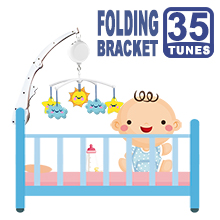 Folding Baby Crib Arm Bracket Clamp, W/ Electrical Music Box (35 Tunes)